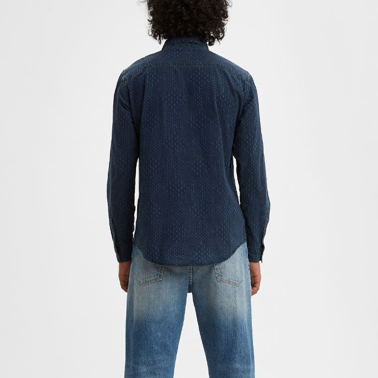 Men's Levis Cotton lapel Long Sleeves Shirt Blue 26454-0079