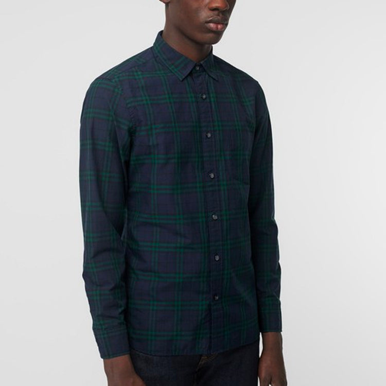Men's Burberry Blue Plaid Long Sleeves Shirt Blue 40663931