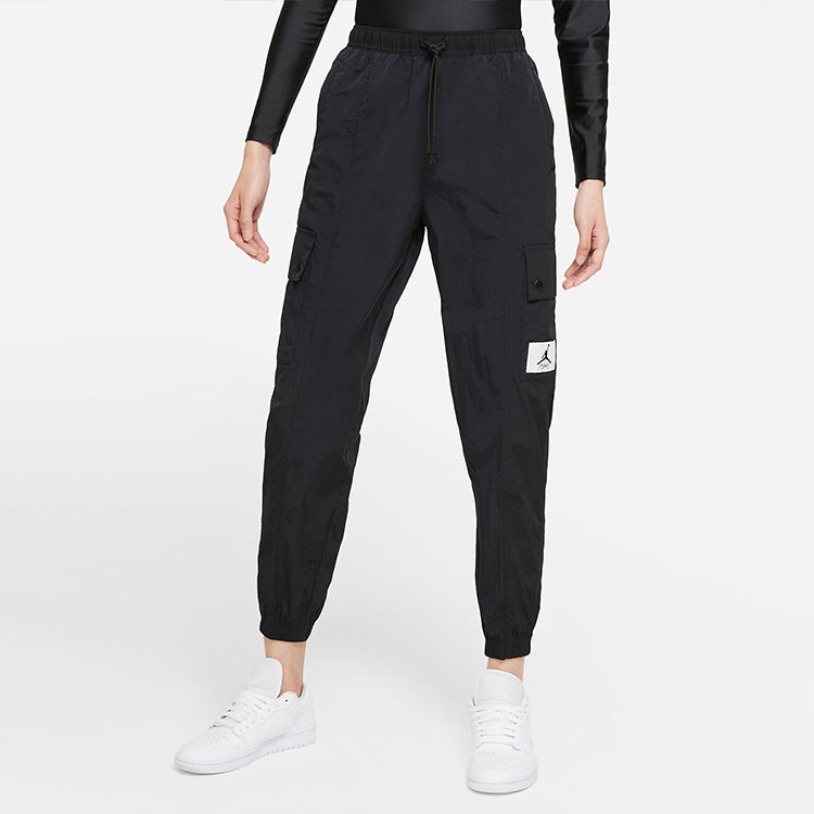 (WMNS) Air Jordan Essentials Pocket Woven Label Logo Drawstring Bundle Feet Sports Pants/Trousers/Joggers Black DD6996-010