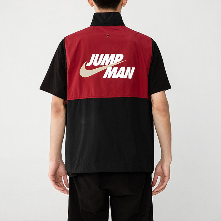 Air Jordan Casual Alphabet Printing Zipper Splicing vest Red DC7305-677