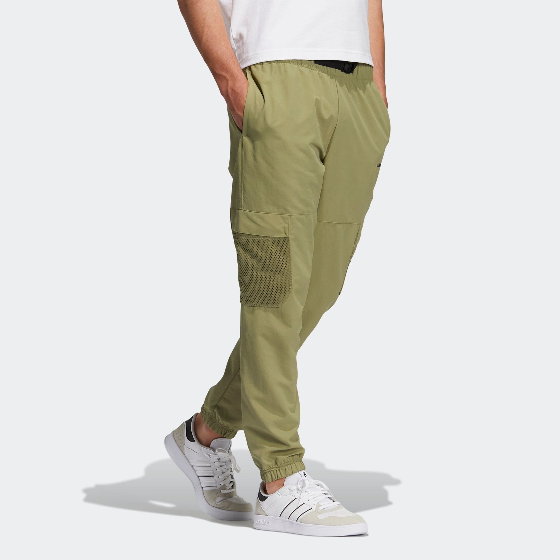 Men's adidas neo Sw Wvn Crg Casual Breathable Pocket Sports Pants/Trousers/Joggers Olive Green H55274