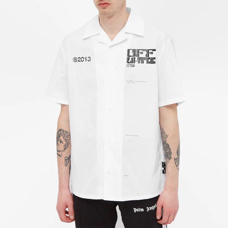 Off-White FW21 Large Arrow Printing Pattern Casual Shirt Loose Fit White OMGA163S21FAB0100110