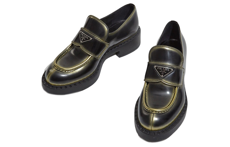 (WMNS) PRADA Leather Loafers 'Black Spray Paint' 1D246M_3LL8_F0X7F_F_B050