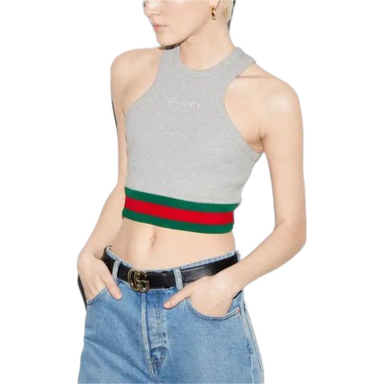 (WMNS) Gucci Cotton Rib Tank Top With Web 'Grey' 785735-XJGK0-1056