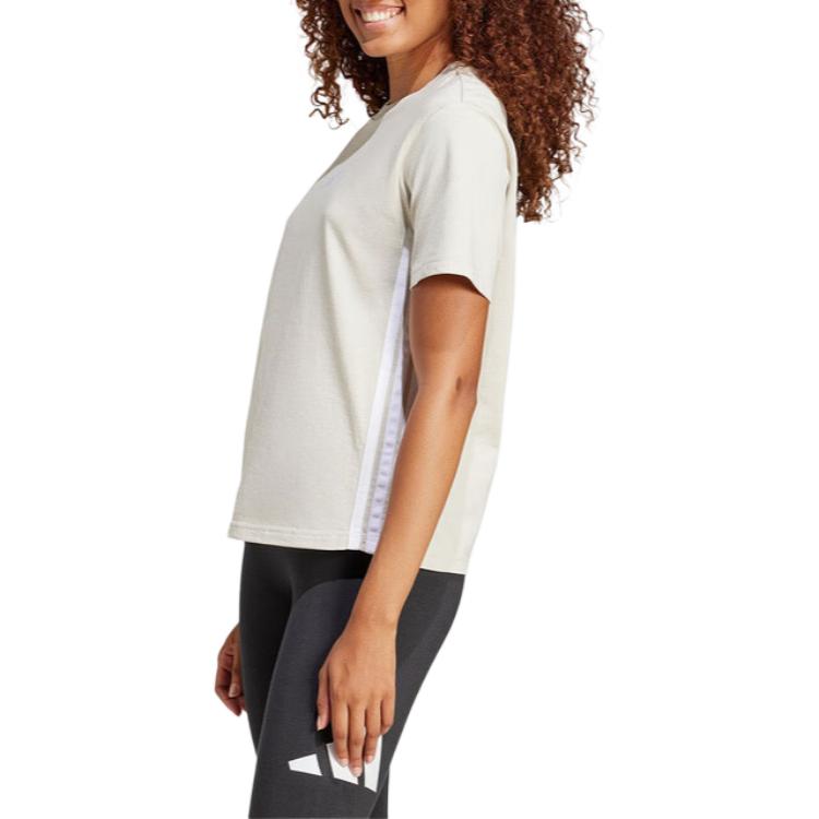 (WMNS) adidas Essentials 3-Stripes Cotton T-Shirt Asia Sizing 'Beige White' JE1237