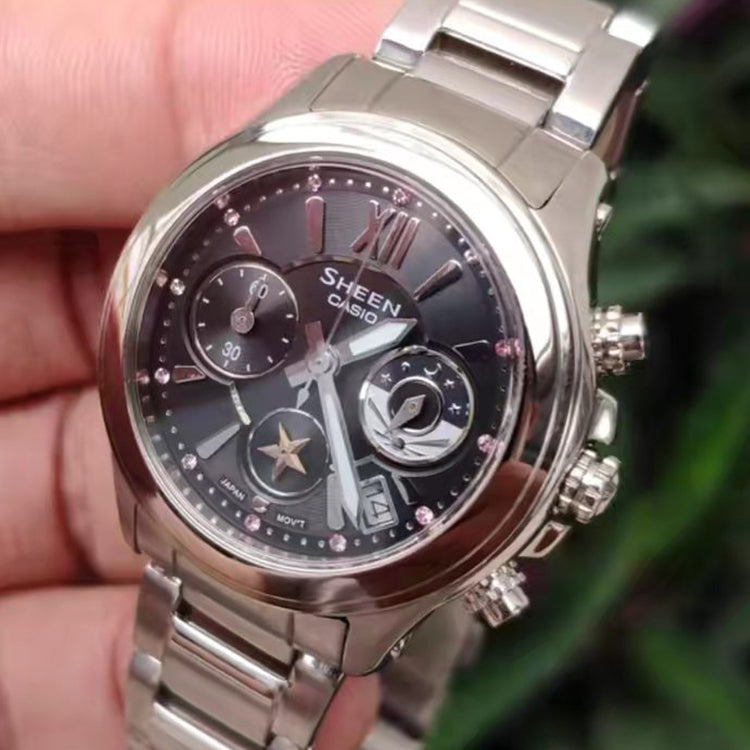CASIO Quartz Waterproof SHEEN Stainless Steel Strap Black Analog SHN-5509D-1A