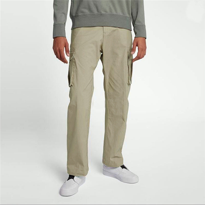 Men's Nike Solid Color Multiple Pockets Loose Cargo Casual Long Pants/Trousers Khaki 916102-235