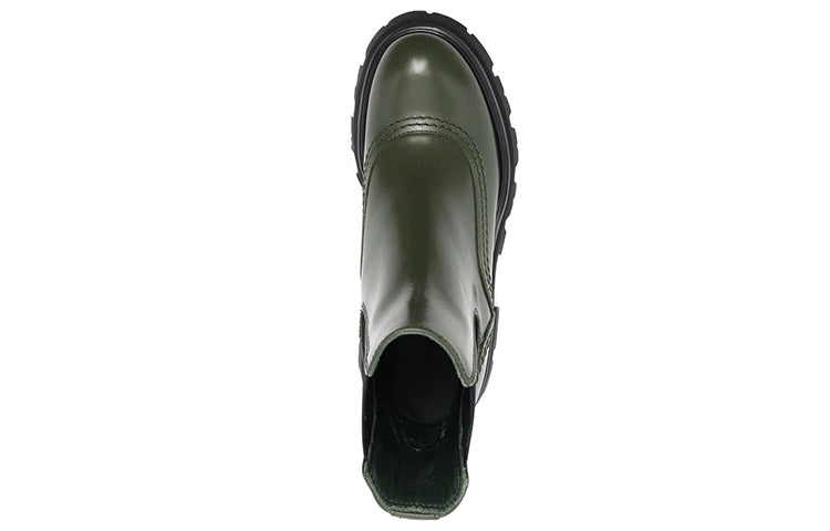 (WMNS) Alexander McQueen Leather Chelsea Ankle Boots 'Olive Black' 666368WHZ843241