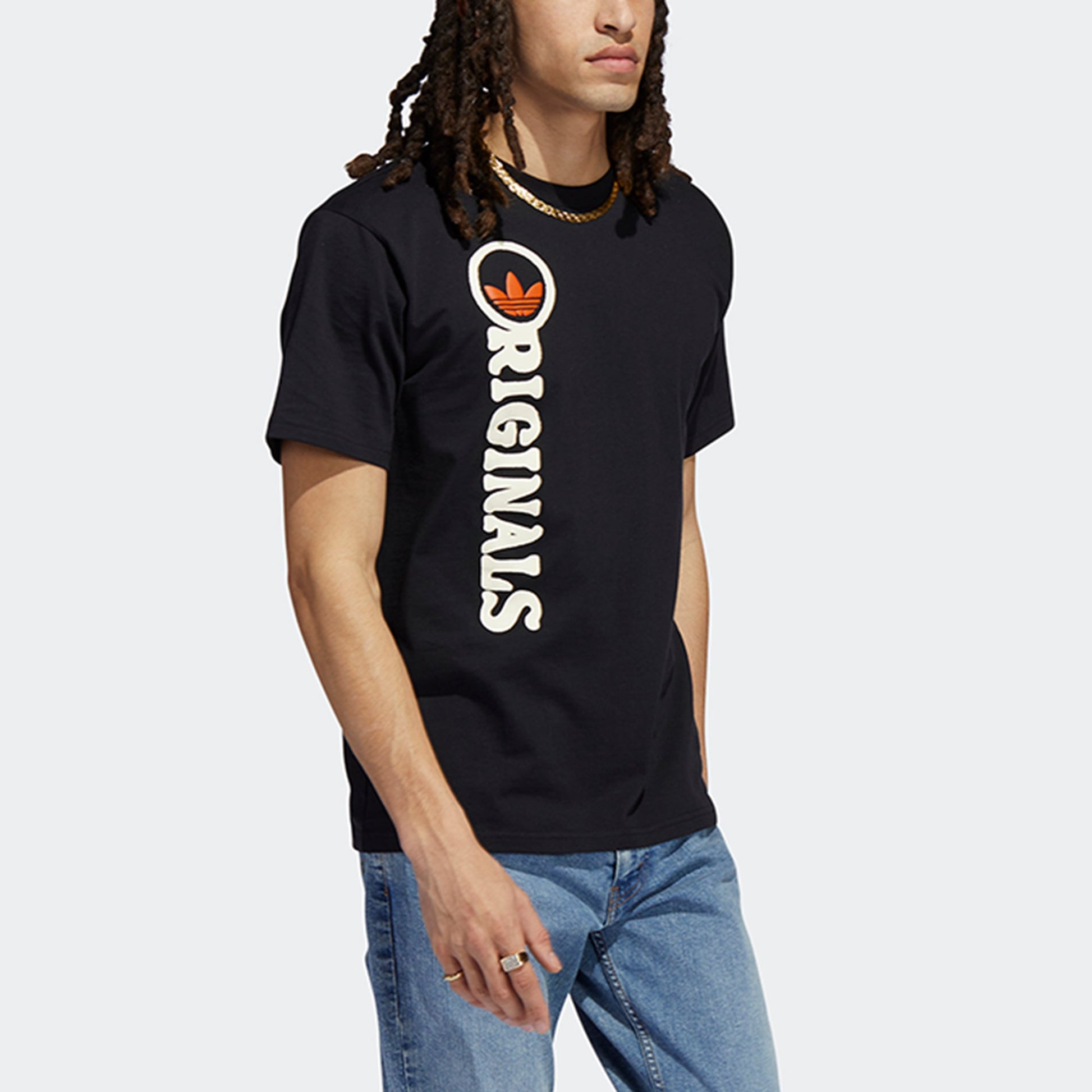 adidas originals Logo Printing Casual Round Neck Sports Short Sleeve Black H32310