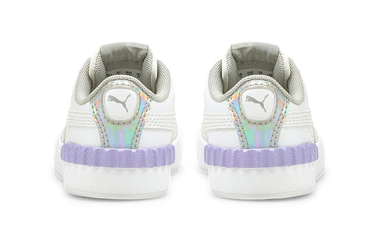 (TD) PUMA Carina Lift Shine Casual Board Shoes White/Purple 380554-01