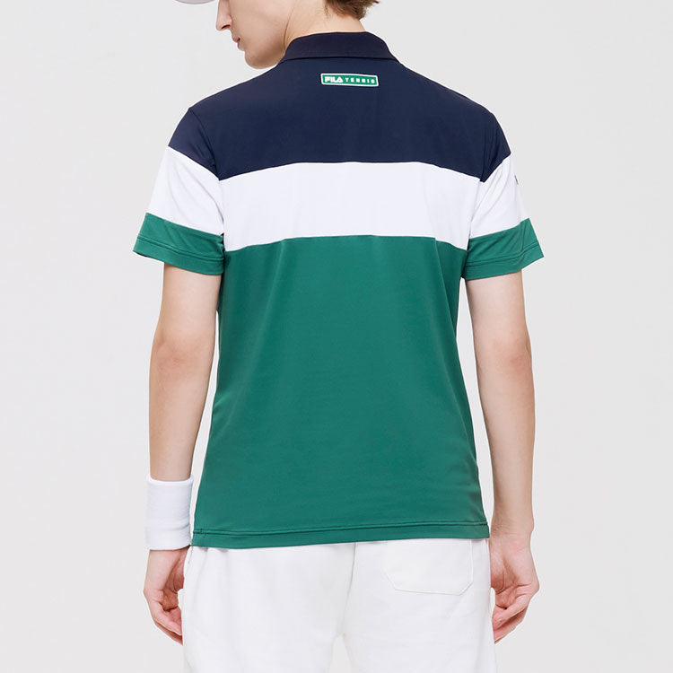 FILA Athletics Embroidery Logo Color Contrast Short Sleeve Polo Blue A11M133159F-NV