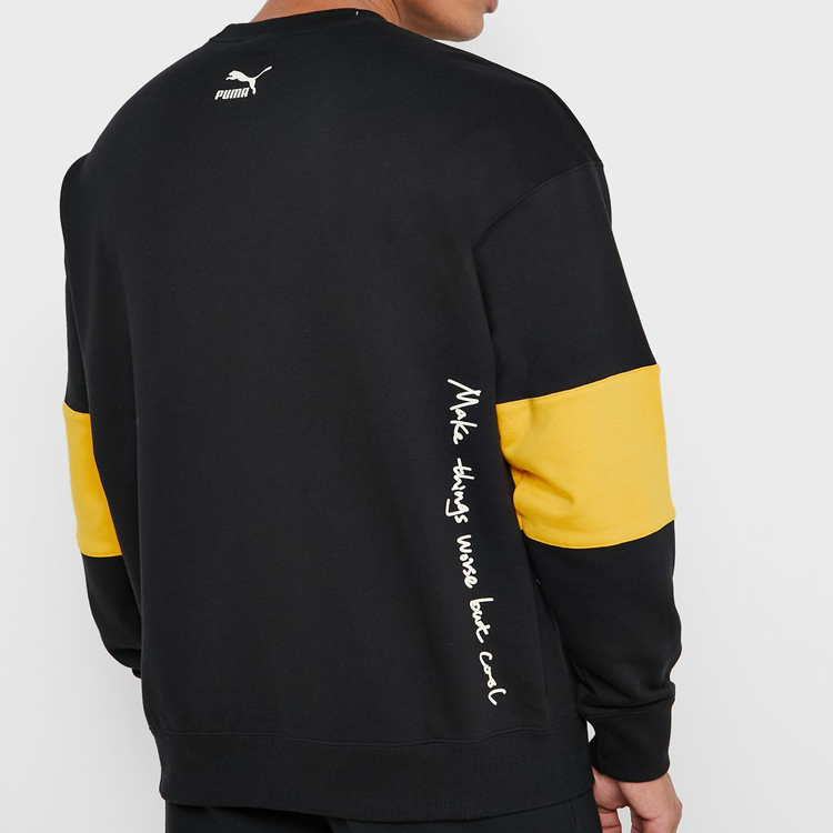 PUMA x Randomevent Crossover Crew Alphabet Logo Sweatshirt 'Black Yellow' 596664-01