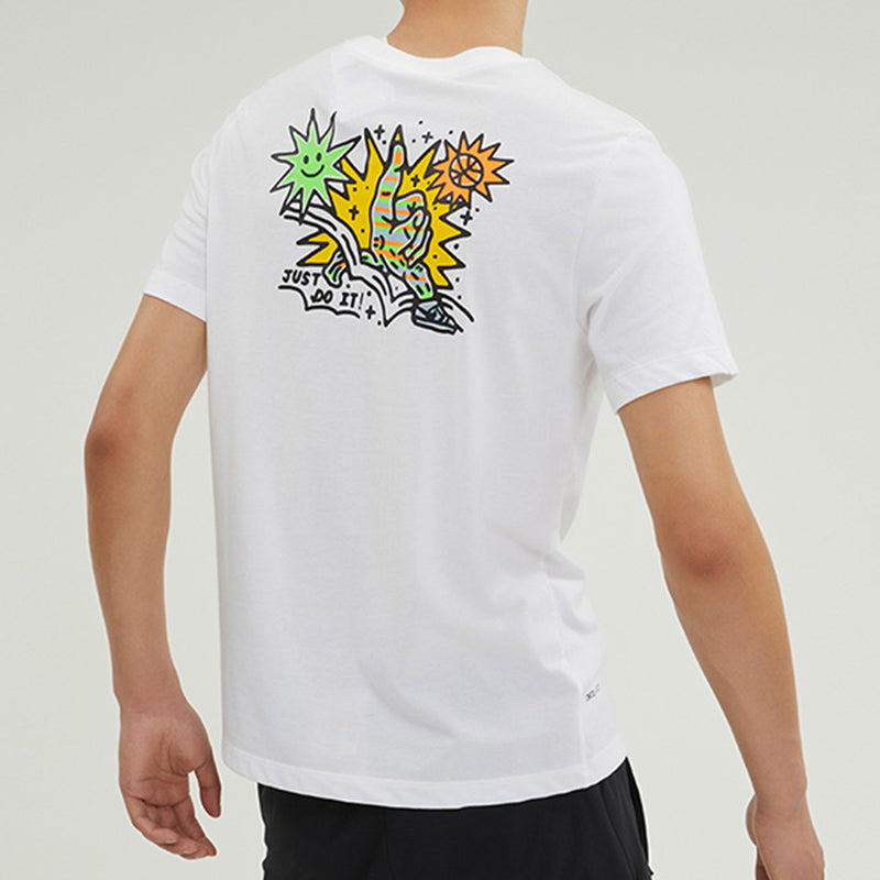 Men's Nike Cartoon Sun Hand Printing Pattern Alphabet Round Neck Short Sleeve White T-Shirt DV3189-100