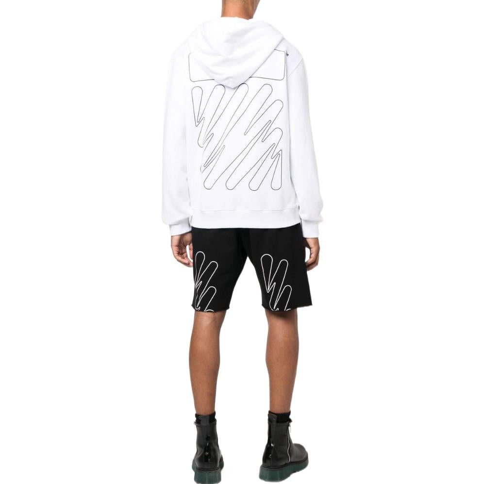 Men's Off-White SS22 Solid Color Logo Printing Zipper Hooded Long Sleeves Version White Jacket OMBE013F22FLE0070110