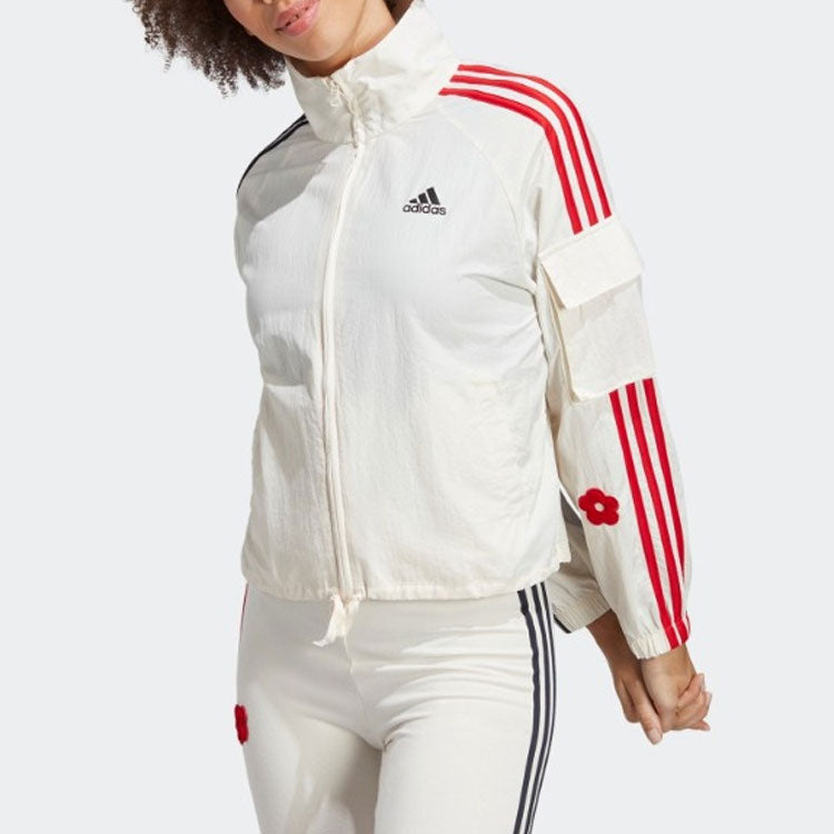 (WMNS) adidas Flower Woven Jackets 'White Red Black' HY8593