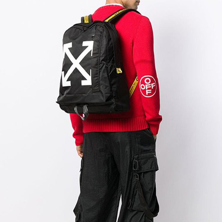 Off-White Diagonal Arrows Arrow Printing Backpack Black OMNB019E19E480241001
