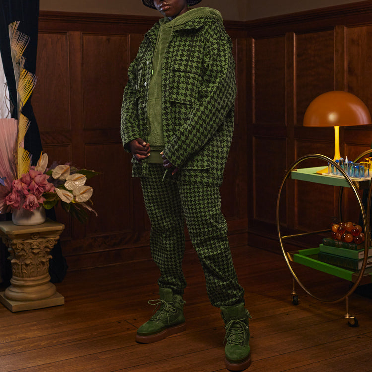 adidas originals x IVY PARK Crossover Plaid Hooded Jacket Green HC6004
