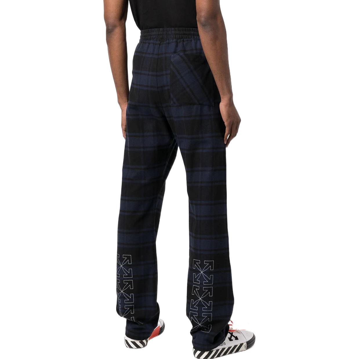 Men's Off-White SS22 Plaid Casual Pants/Trousers Blue Black OMCA228S22FAB0014501
