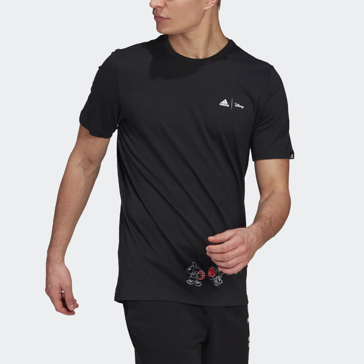 adidas Logo Alphabet Printing Round Neck Short Sleeve Black GL3221
