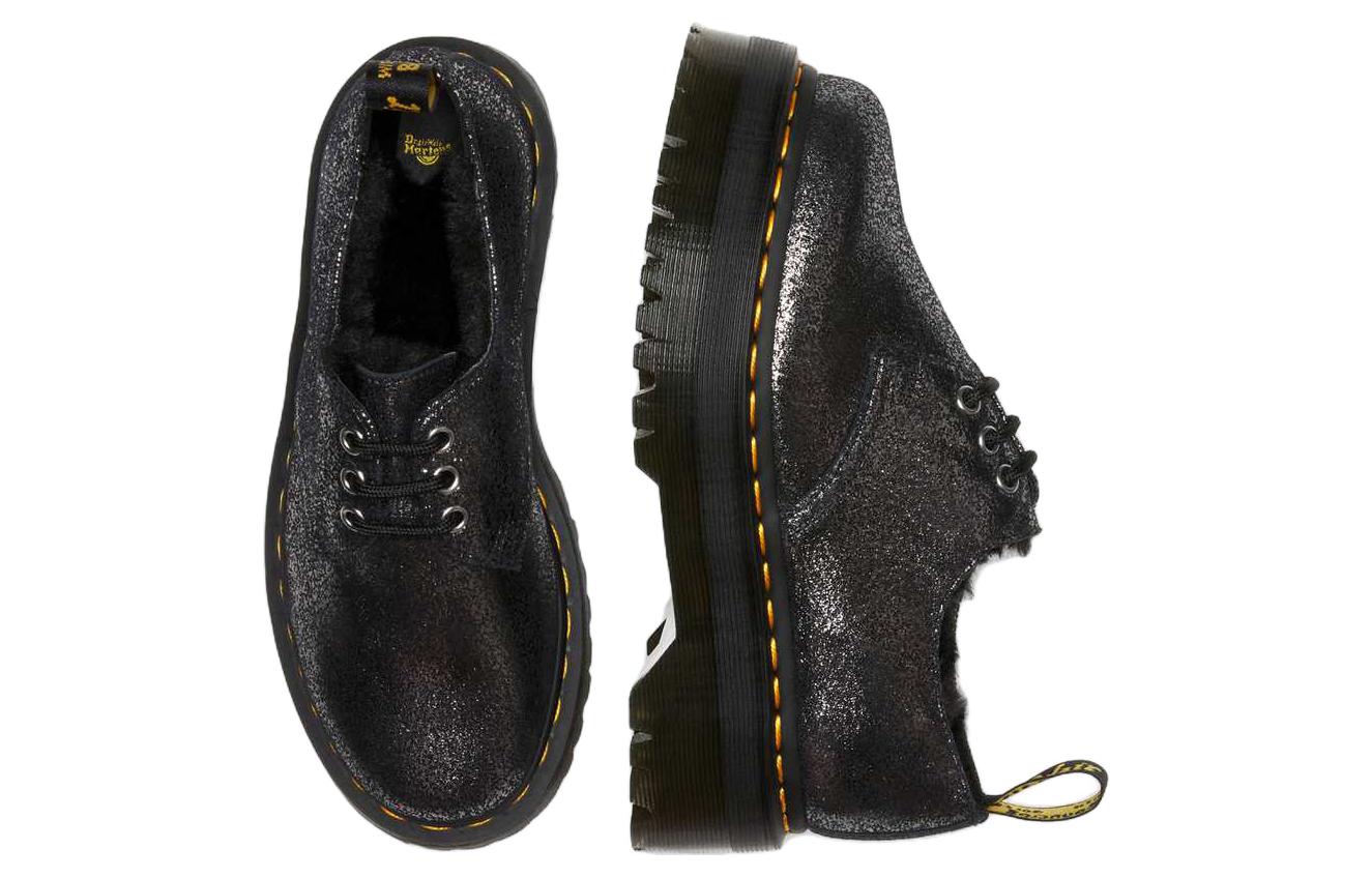 Dr. Martens 1461 Faux Fur-Lined Metallic Leather Platform Shoes 'Black' 27957012