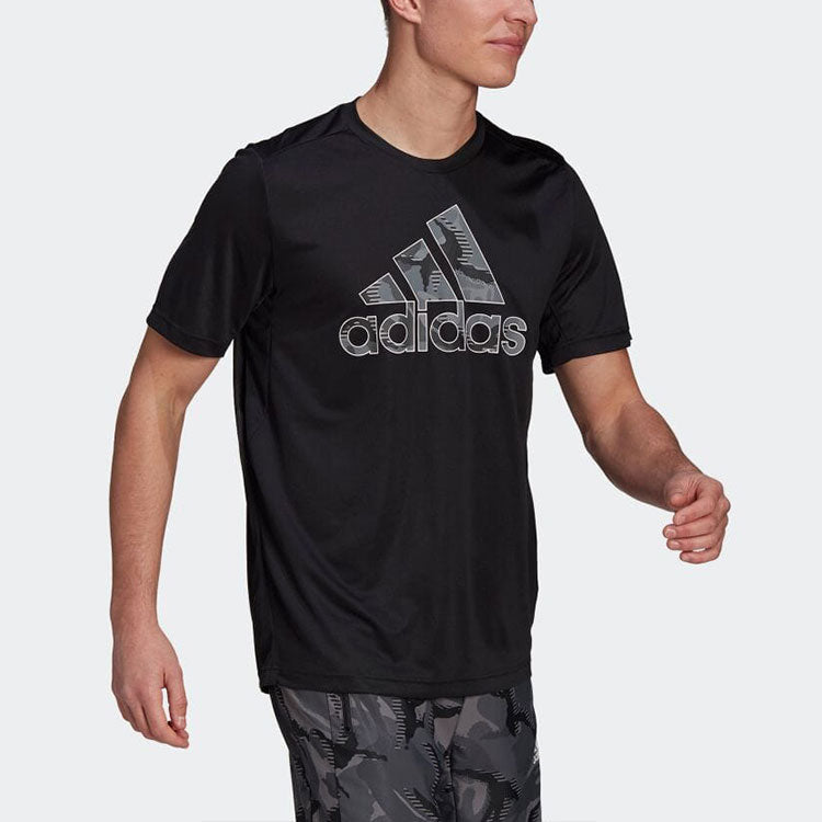 adidas Alphabet Large Logo Printing Round Neck Short Sleeve Black GP2659