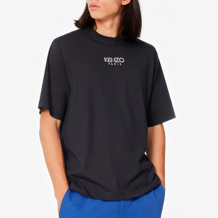 Men's KENZO SS20 Logo Embroidered Loose Version Round Neck Short Sleeve Black FA55TS5024AB-99