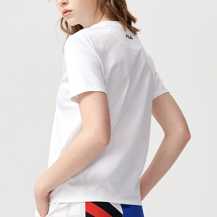 FILA FUSION Alphabet Printing Knit Sports Short Sleeve White T11W121101F-WT