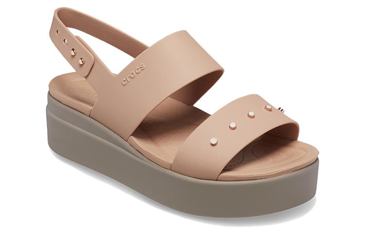 (WMNS) Crocs Brooklyn Studded Low Wedge 'Cork Mushroom' 209254-2DH