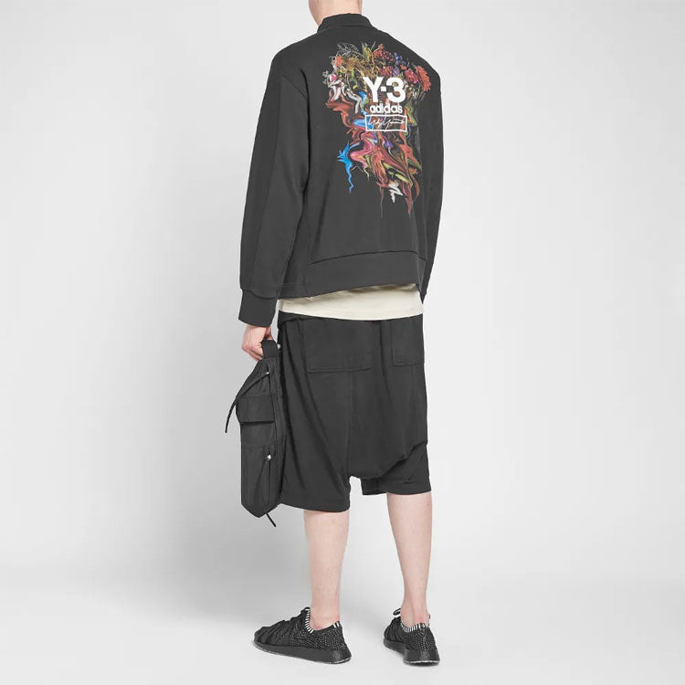 Men's Y-3 TOKETA PRINT CREW SWEATER Round Neck Black FJ0425