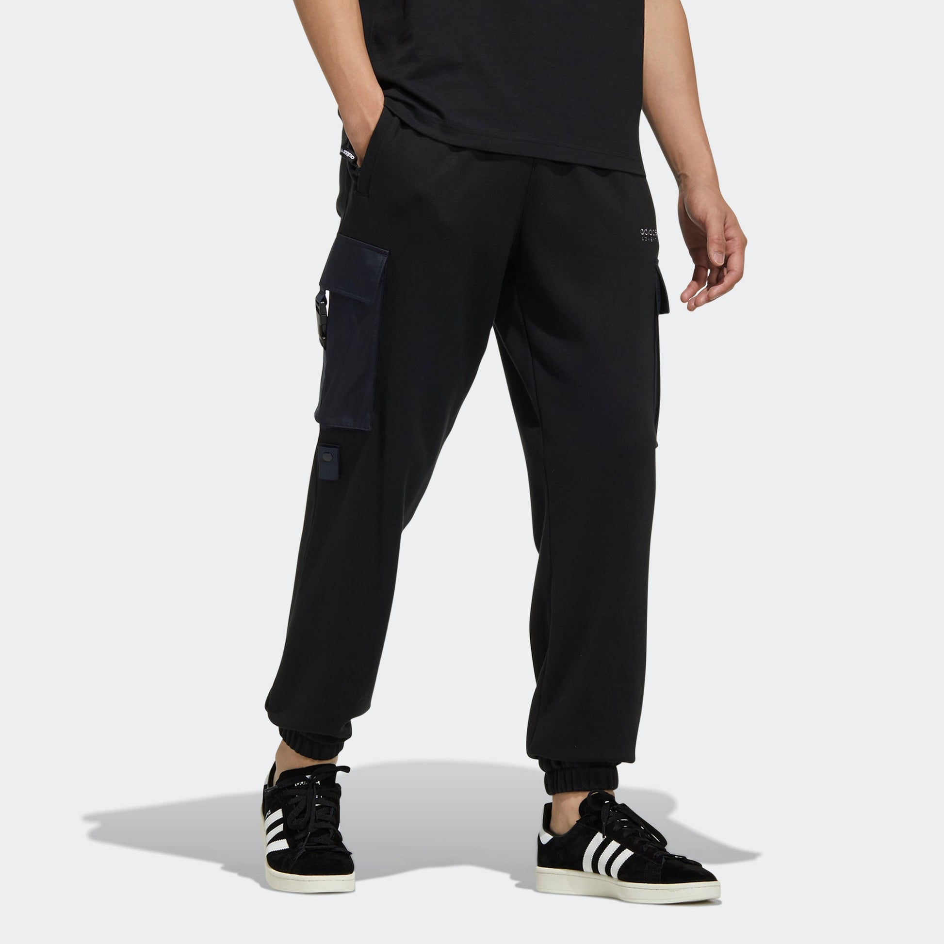 Men's adidas originals Adv Sweatpant 1 Large Cargo Pocket Bundle Feet Sports Pants/Trousers/Joggers Black HC0370