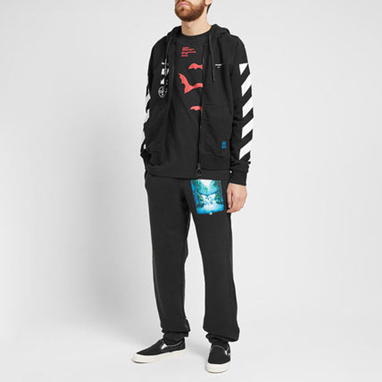 Men's Off-White Printing Black Pants OMCH020E19E300151088