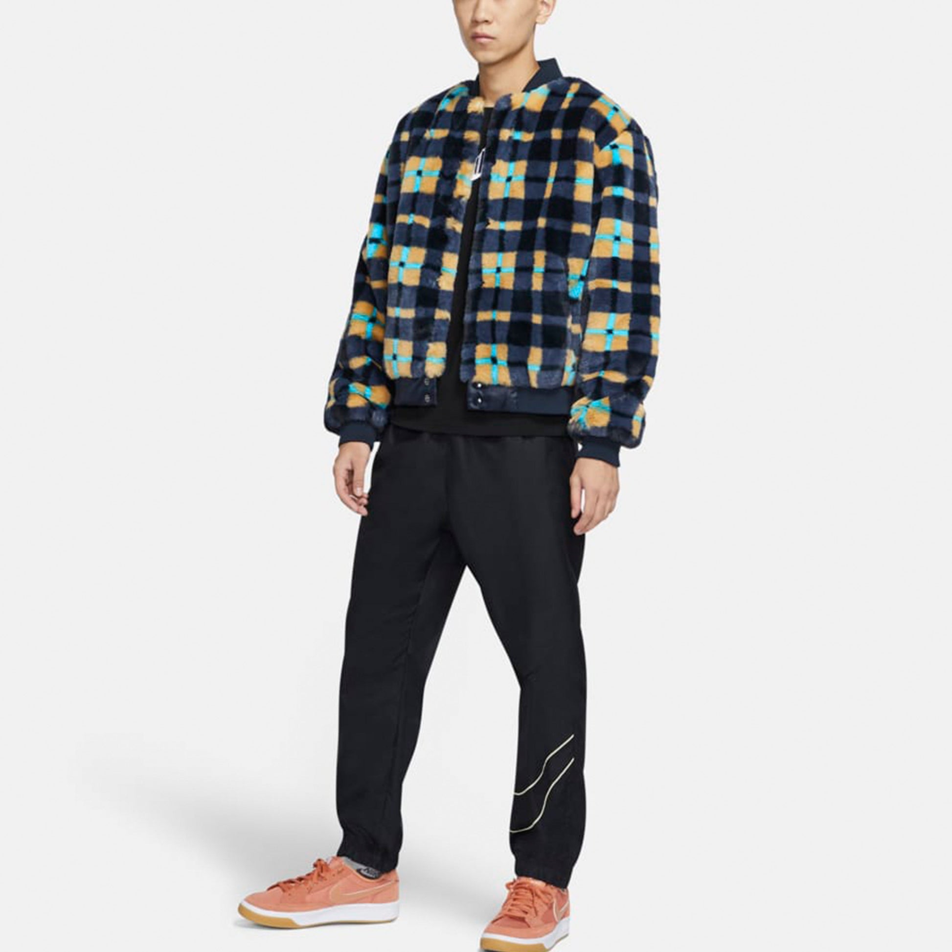 Nike SB Skateboard Dunk High x Concepts Fleece Grid Jacket Men Multi-Color Yellow CK7289-475
