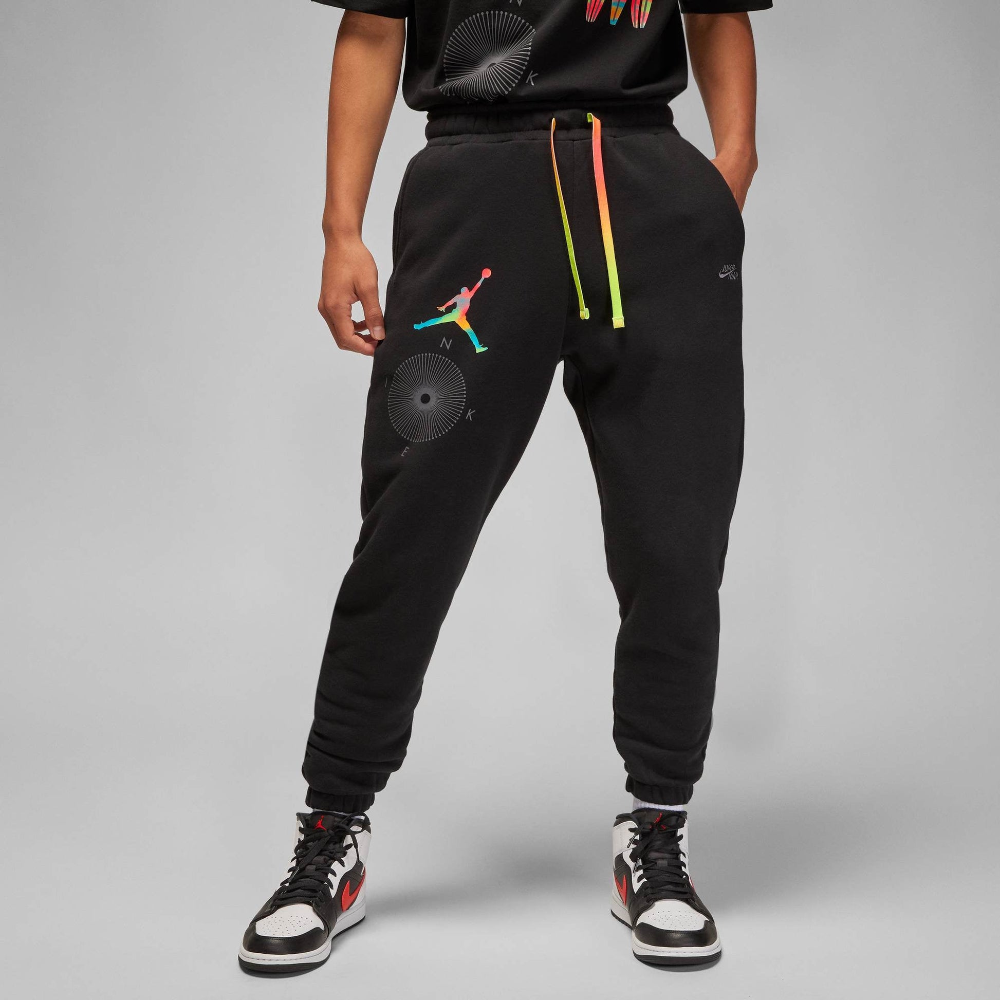 Air Jordan Solid Color Word Embroidered Joggers/Pants/Trousers Men's Black DQ8016-010