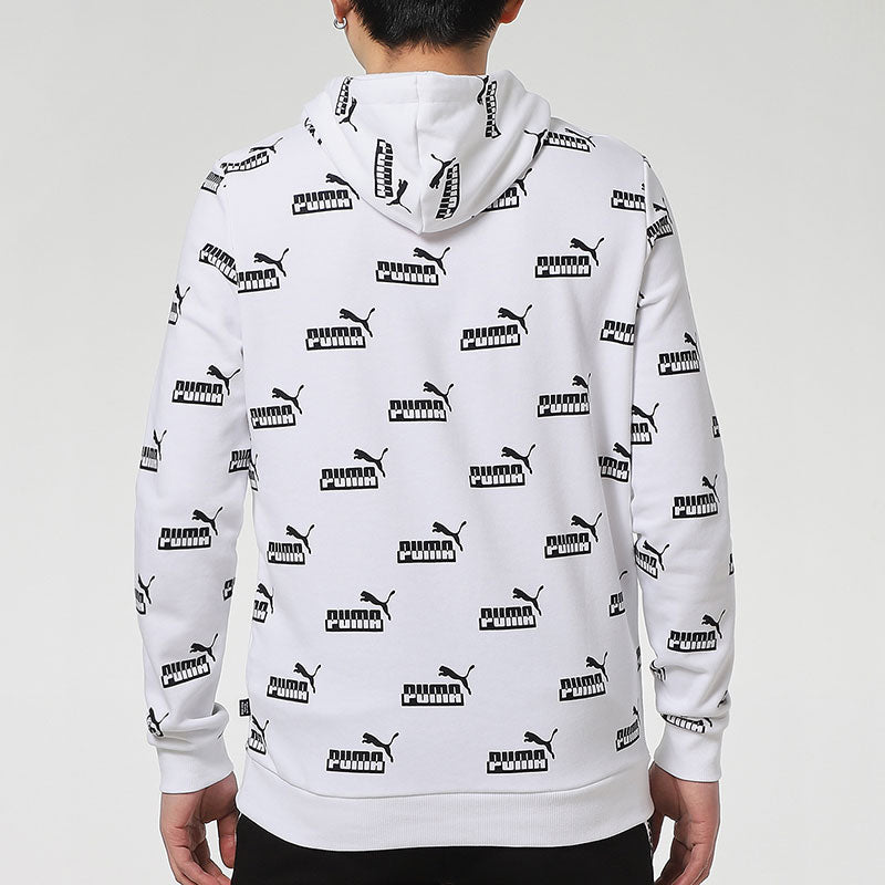 PUMA Logo Printed Casual Sports Hooded Sweater Men's White 588803-02