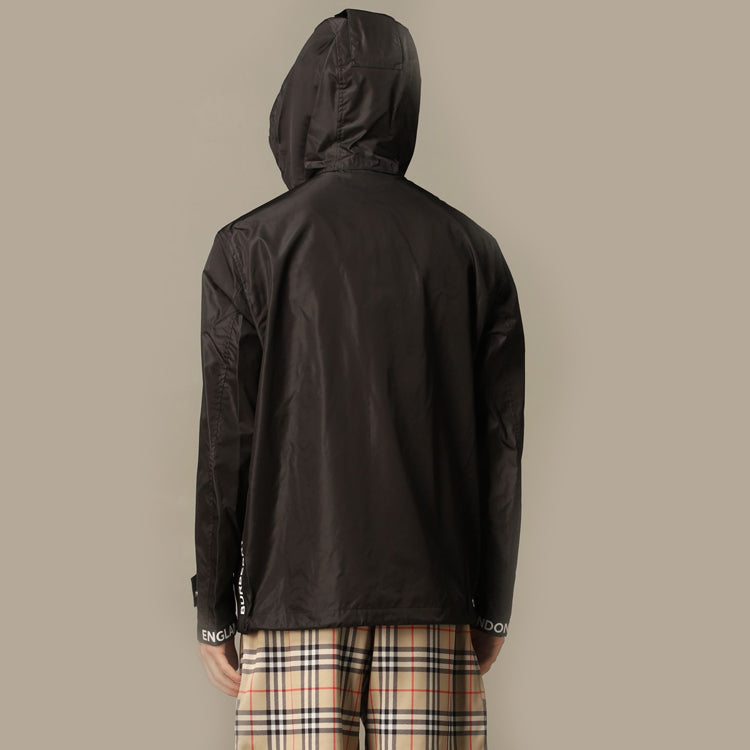 Burberry Letter Zipper Anorak Jacket Male Black 8027690-A1189