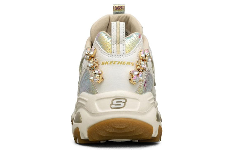 (WMNS) Skechers D'lites 1.0 White/Gold 149246-WHT