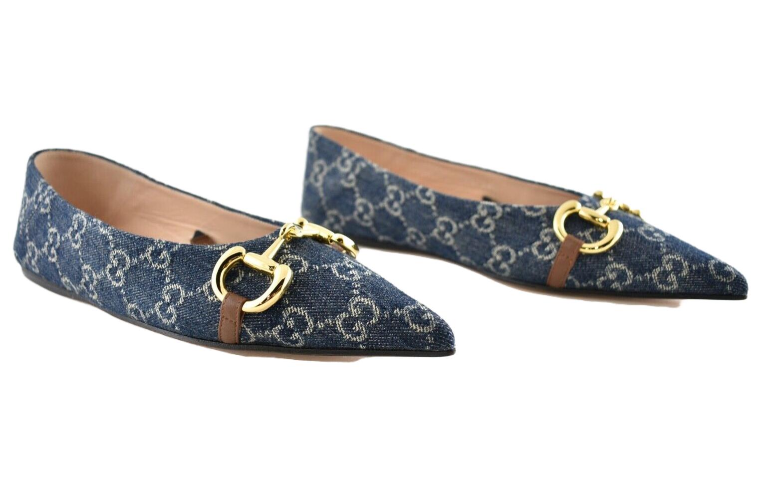 (WMNS) Gucci Denim Ballet Flat With Horsebit 'Blue' 635101-2KQ80-4462