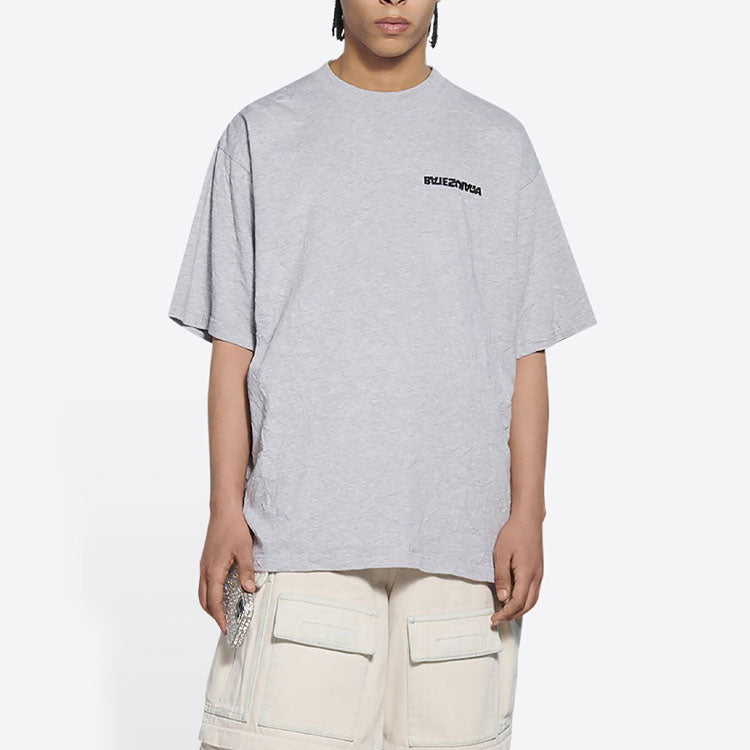 Balenciaga Turn Slit T-Shirt 'Grey Black' 675016TLVB31167