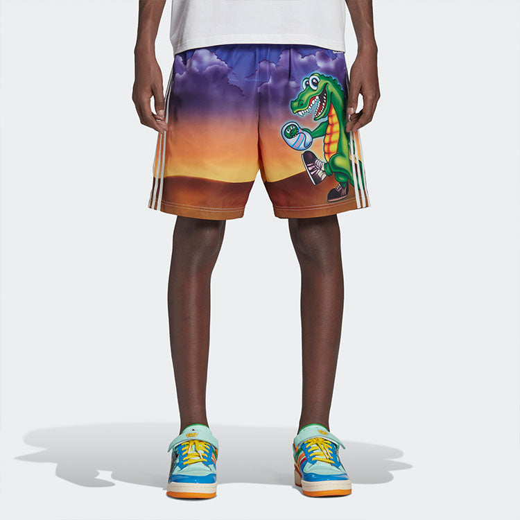 adidas originals x Kerwin Frost Crossover Cartoon Full Print Contrasting Colors Sports Shorts H66312