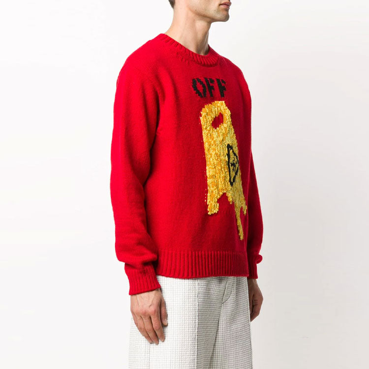 Men's Off-White Round Neck Skeleton Red OMHE054F20KNI0022518