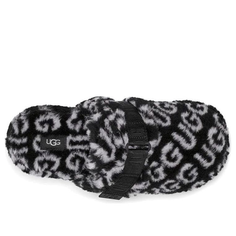 UGG Super Fluff Slipper 'Black White' 1120900-BWHT
