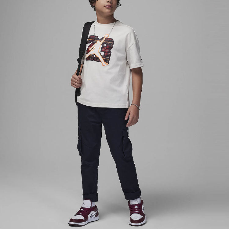 (GS) Air Jordan Plaid Back 23 T-Shirt 'White' 95C822-W39