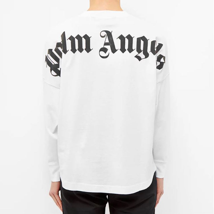 Men's PALM ANGELS Back Large Logo Printing Long Sleeves White PMAB001R204130030110