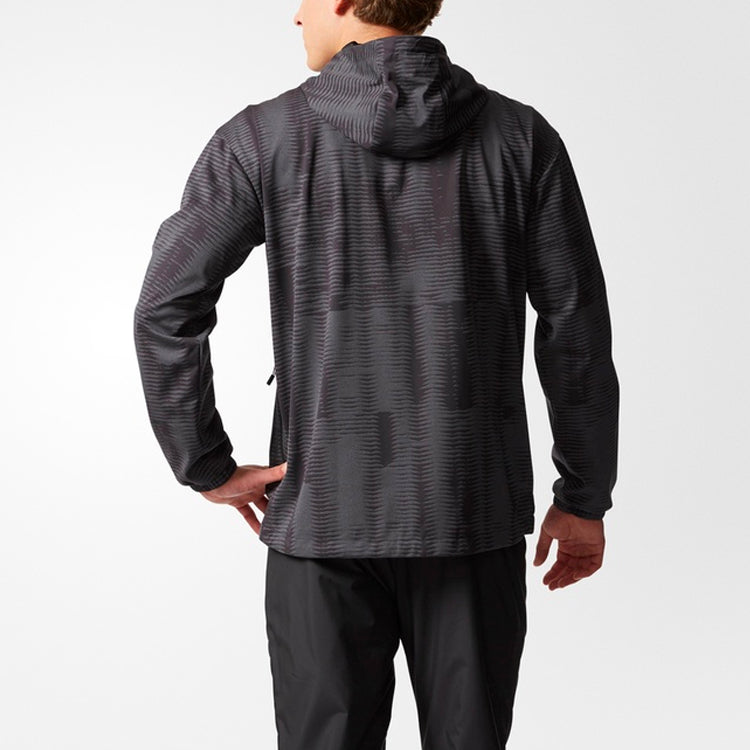 adidas Sports Training Reflective Printing hooded Knit Jacket Black CD2597