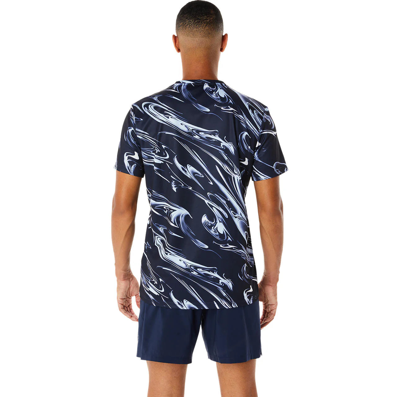 ASICS Suminagashi Motif Print Short Sleeve Top 'Midnight' 2031D775-402