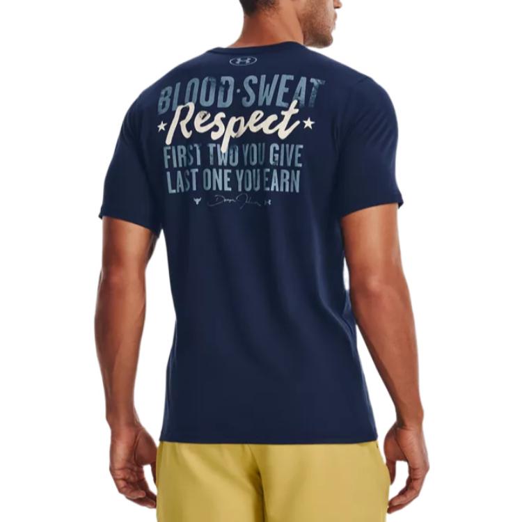 Under Armour Project Rock Respect the Grind T-Shirt 'College Navy' 1370482-408
