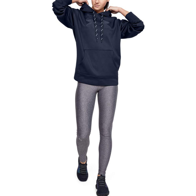 (WMNS) Under Armour Fleece Chenille Logo Hoodie 'Navy' 1348246-410