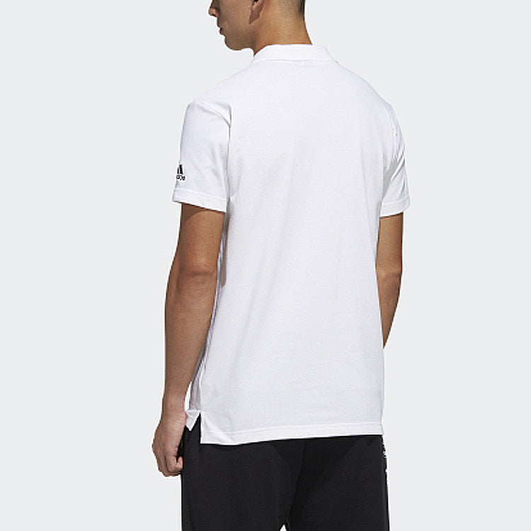 adidas M Mh Bsc Polo Solid Color Casual Sports Short Sleeve Polo Shirt Asia Edition White FM5421