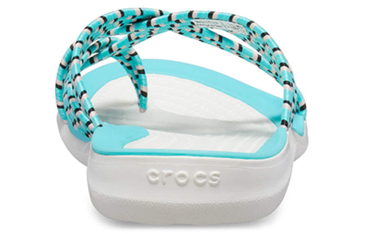 (WMNS) Crocs Knitted Flip-Flops Blue White 205728-4DY