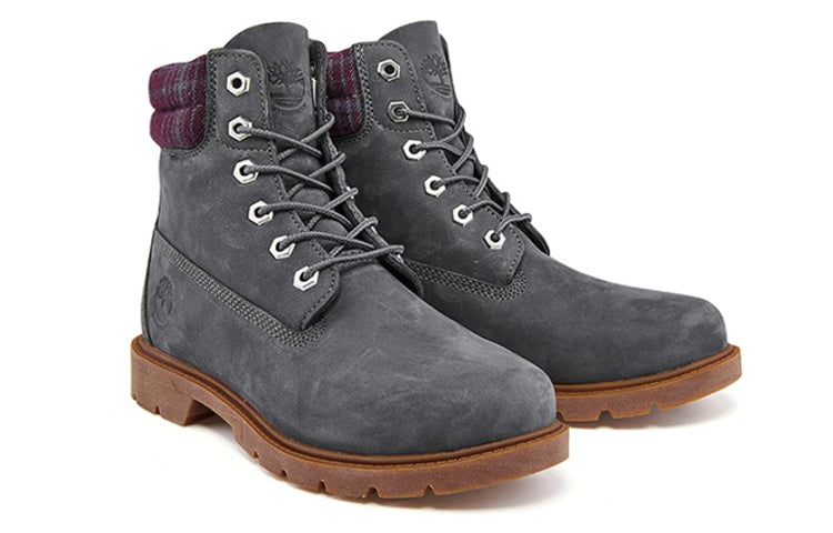 (WMNS) Timberland Linden Woods 6 Inch Waterproof Boots 'Dark Grey and Printed Collar' A2DVS